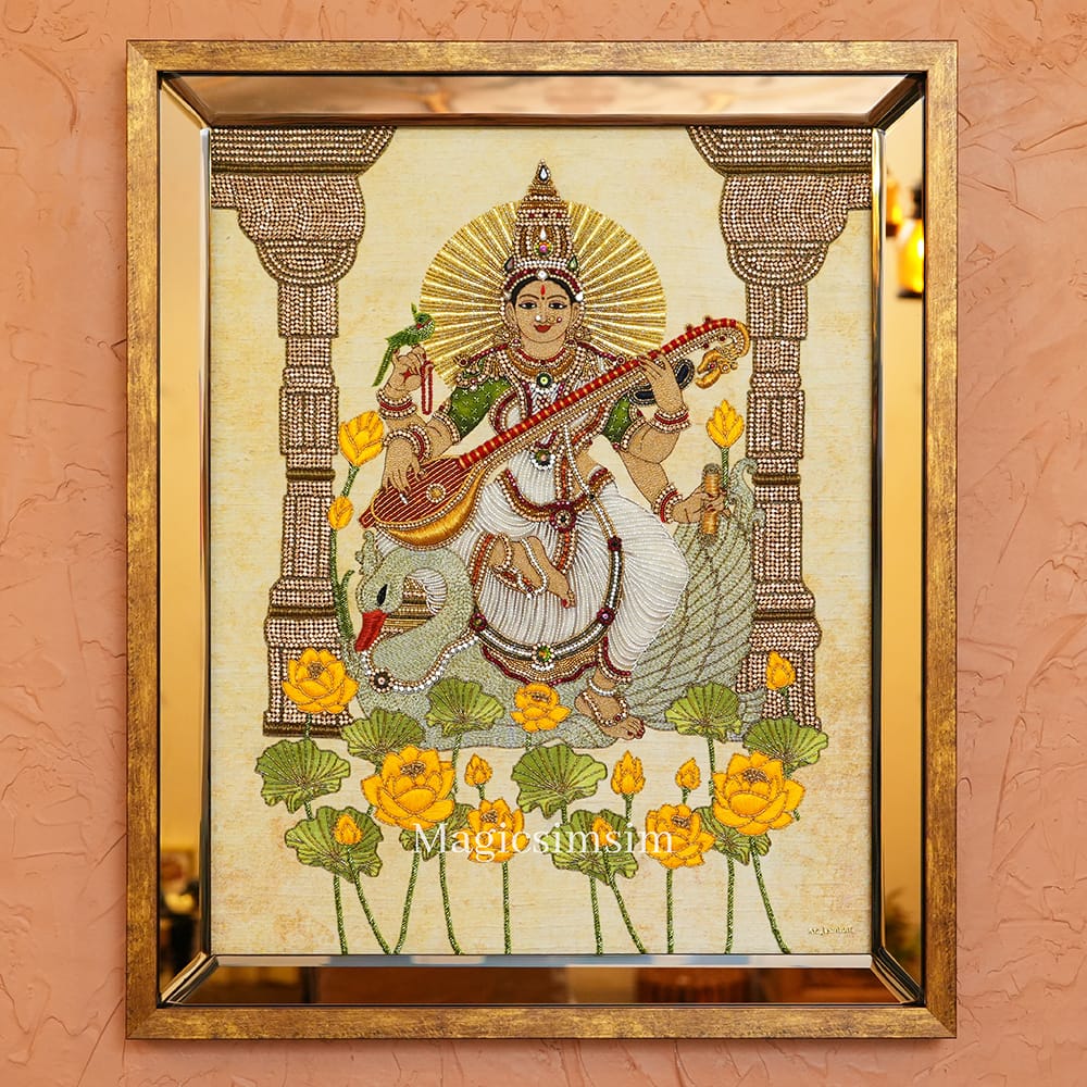 MagicSimSim Goddess Saraswati | 21 x 25 Inches