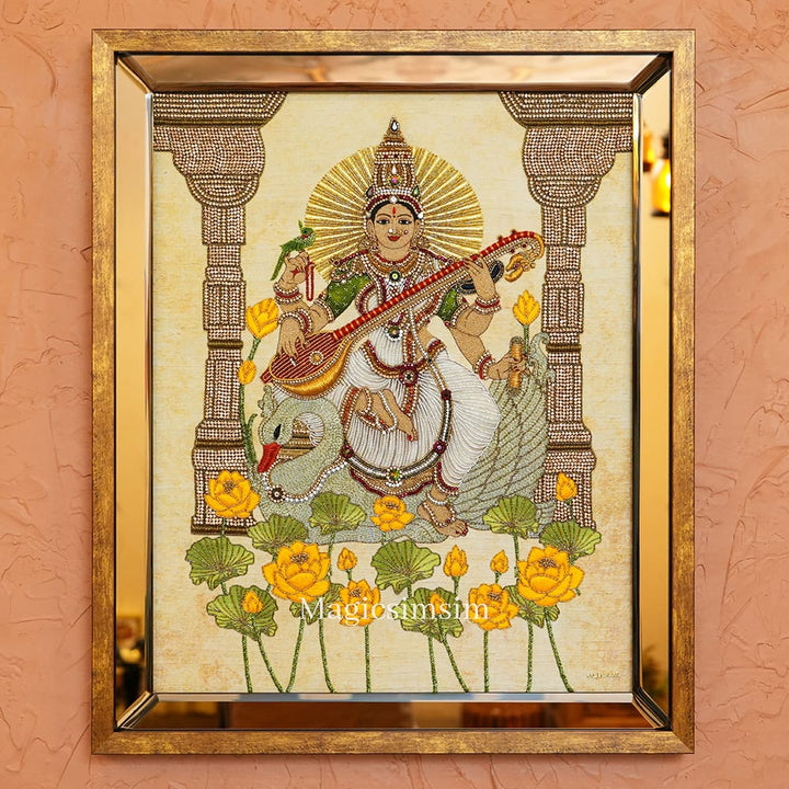 MagicSimSim Goddess Saraswati | 21 x 25 Inches