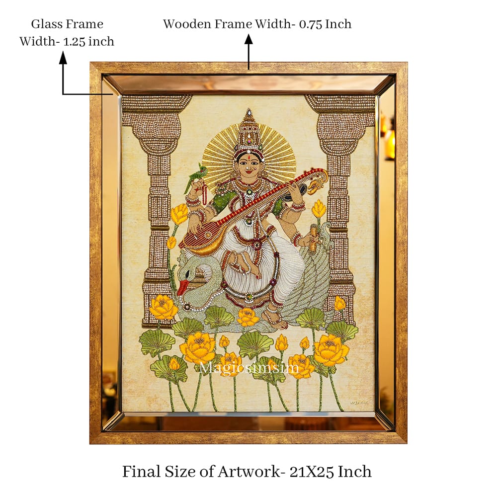 MagicSimSim Goddess Saraswati | 21 x 25 Inches