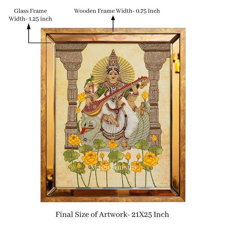 MagicSimSim Goddess Saraswati | 21 x 25 Inches
