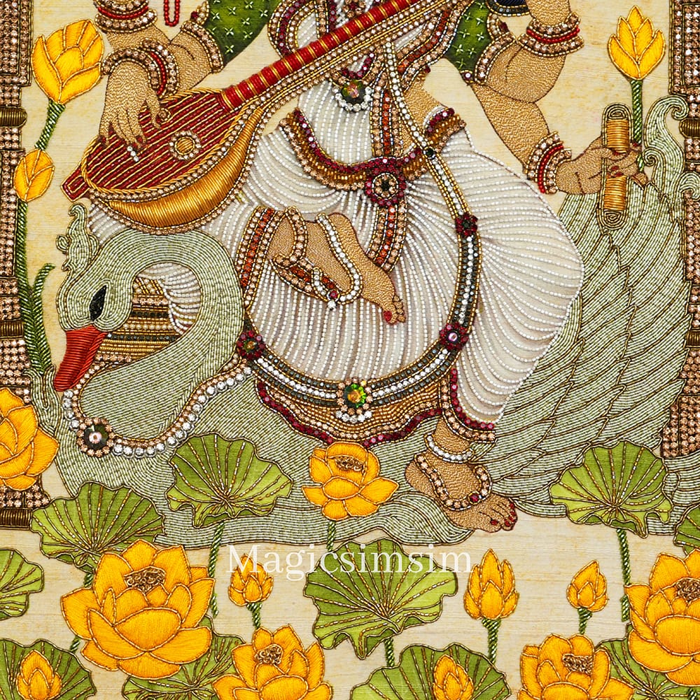 MagicSimSim Goddess Saraswati | 21 x 25 Inches