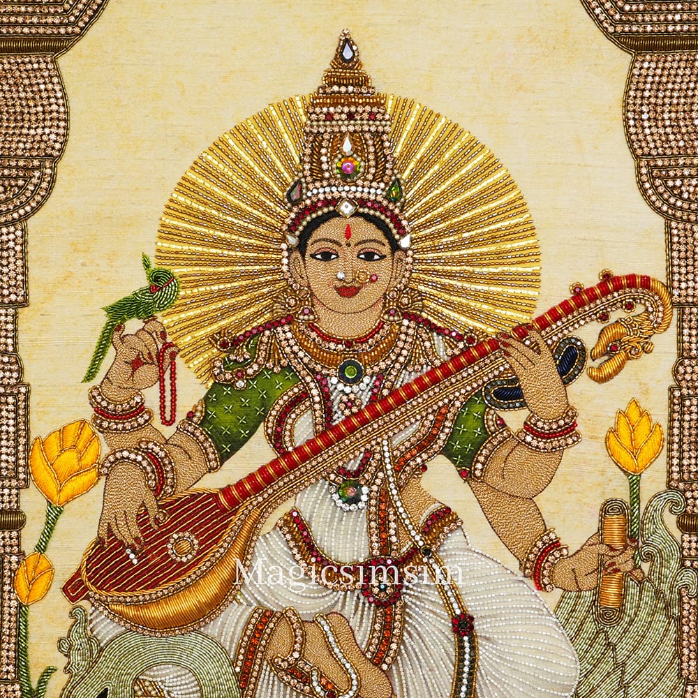 MagicSimSim Goddess Saraswati | 21 x 25 Inches