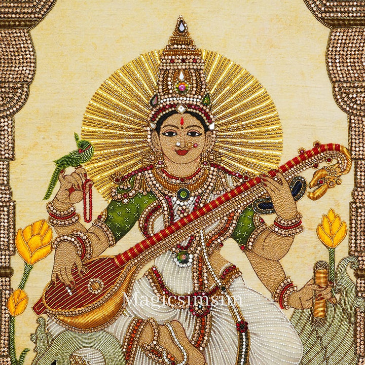 MagicSimSim Goddess Saraswati | 21 x 25 Inches