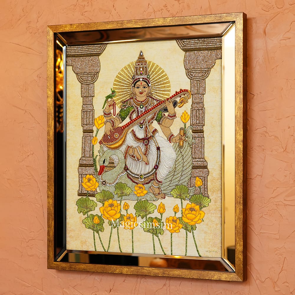 MagicSimSim Goddess Saraswati | 21 x 25 Inches