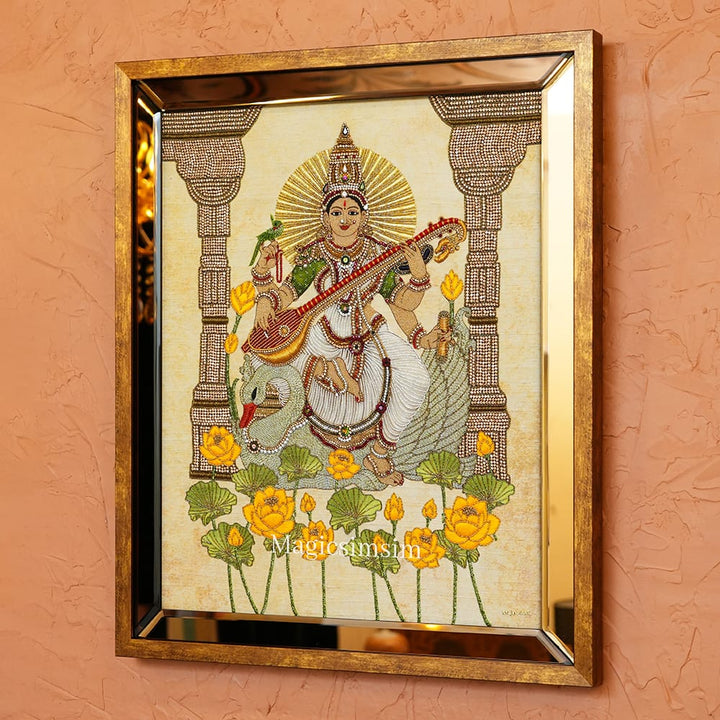 MagicSimSim Goddess Saraswati | 21 x 25 Inches