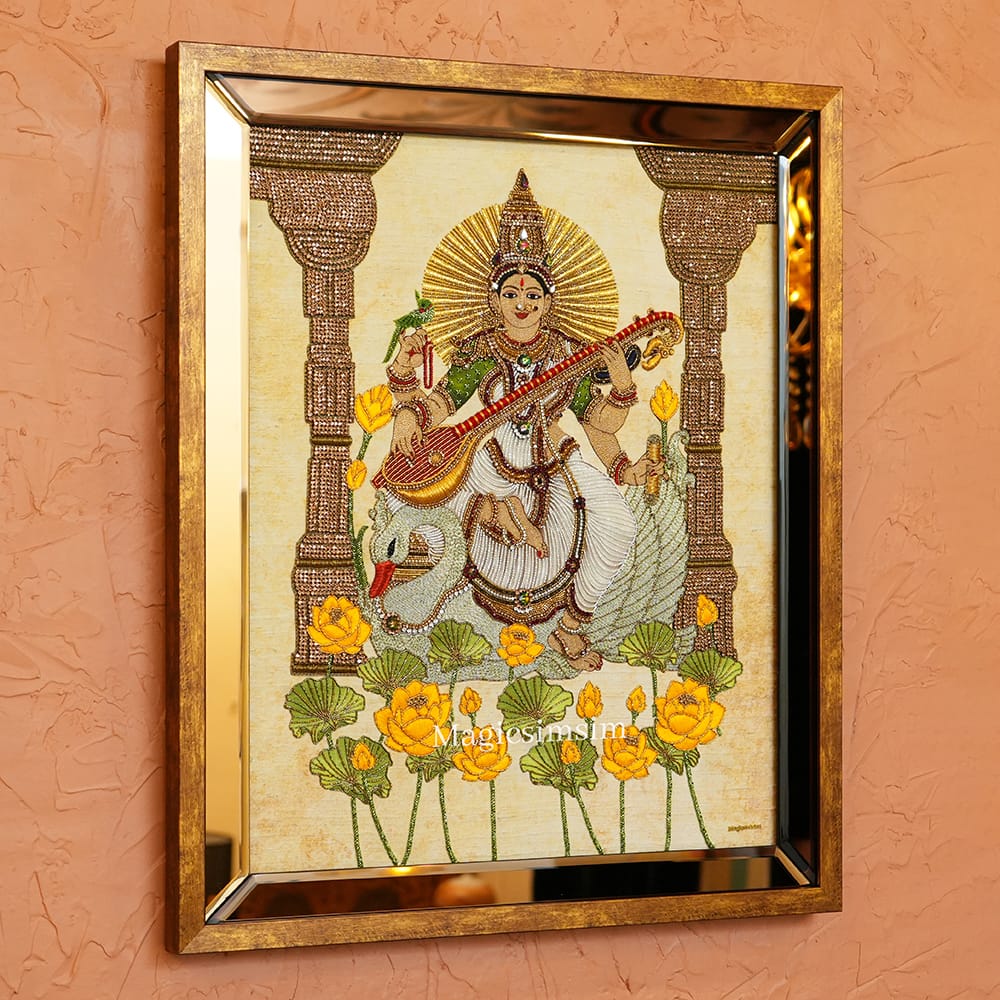 MagicSimSim Goddess Saraswati | 21 x 25 Inches