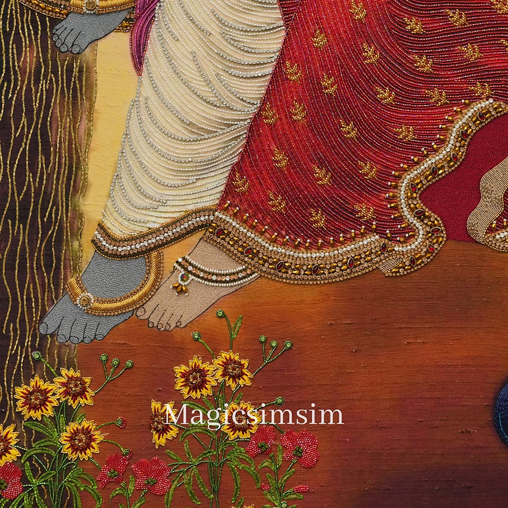 MagicSimSim Lord Krishna & Maa Radha on a Swing | 3 ft x 4.6 ft