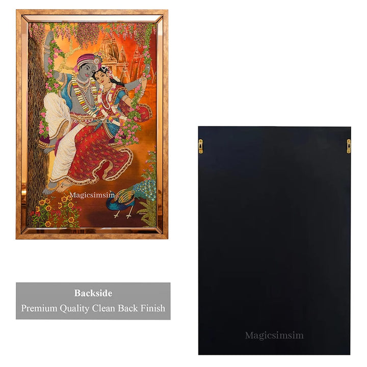 MagicSimSim Lord Krishna & Maa Radha on a Swing | 3 ft x 4.6 ft