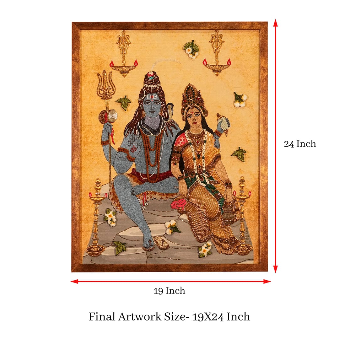 MagicSimSim Lord Shiva with Maa Paravati | 19 x 24 Inches