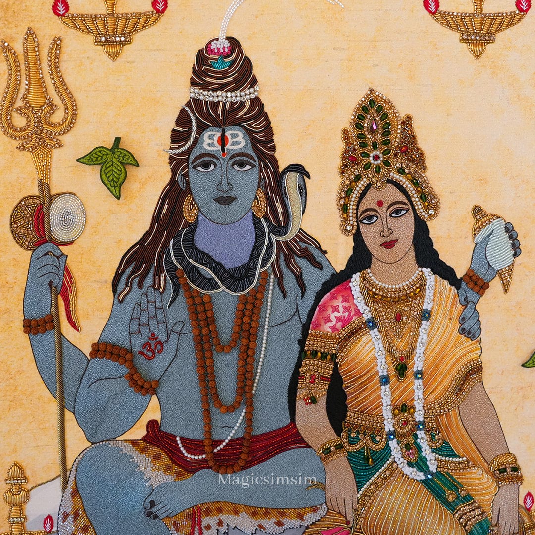 MagicSimSim Lord Shiva with Maa Paravati | 19 x 24 Inches