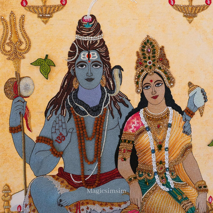 MagicSimSim Lord Shiva with Maa Paravati | 19 x 24 Inches