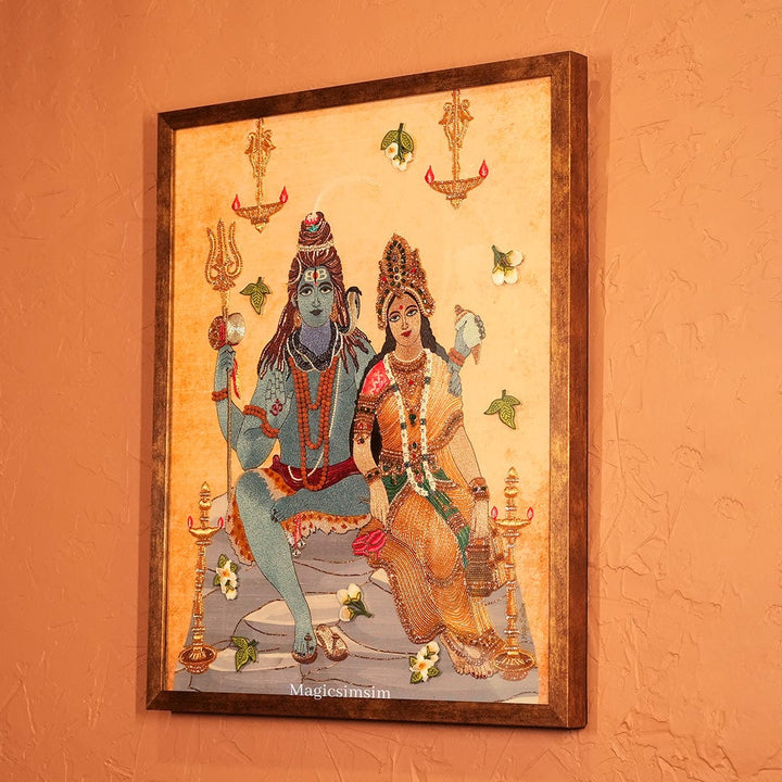 MagicSimSim Lord Shiva with Maa Paravati | 19 x 24 Inches