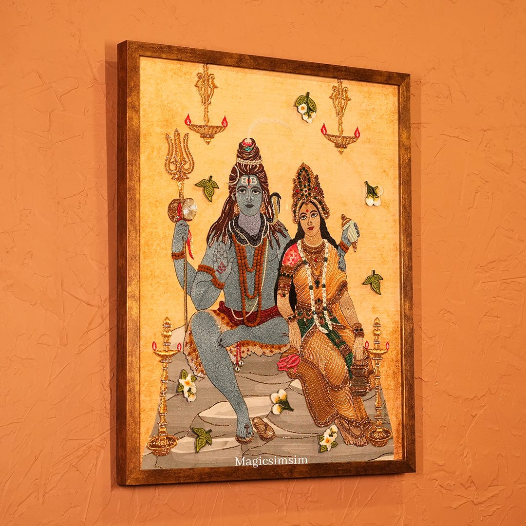 MagicSimSim Lord Shiva with Maa Paravati | 19 x 24 Inches