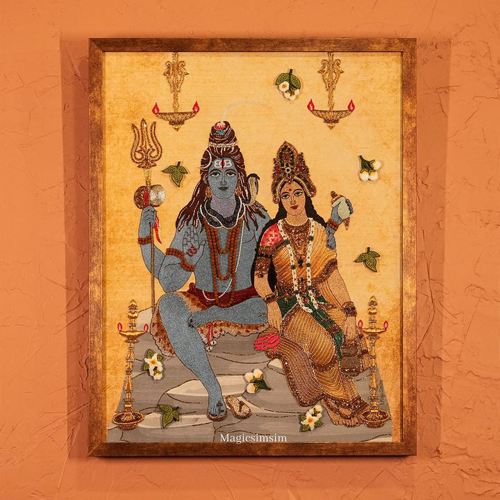 MagicSimSim Lord Shiva with Maa Paravati | 19 x 24 Inches