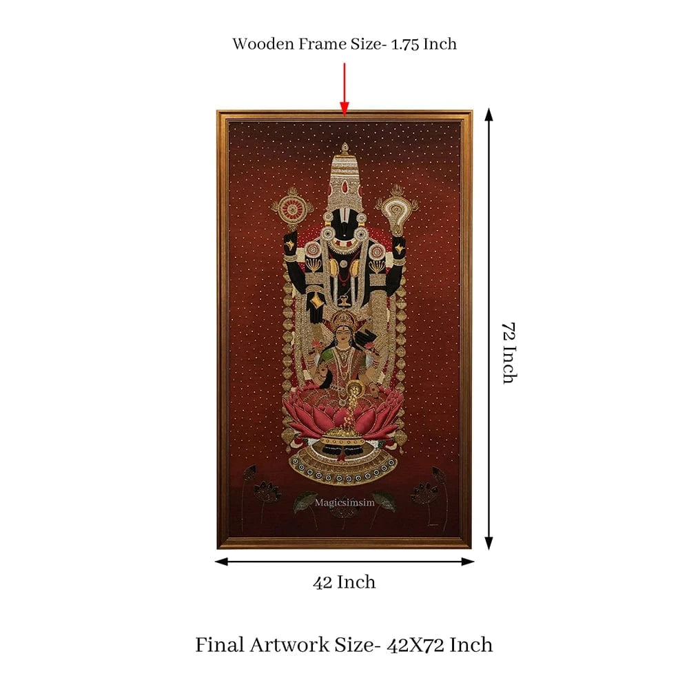 Magicsimsim Lord Venkateshwara with Goddess Swarn Lakshmi | 3.6 ft X 6 ft