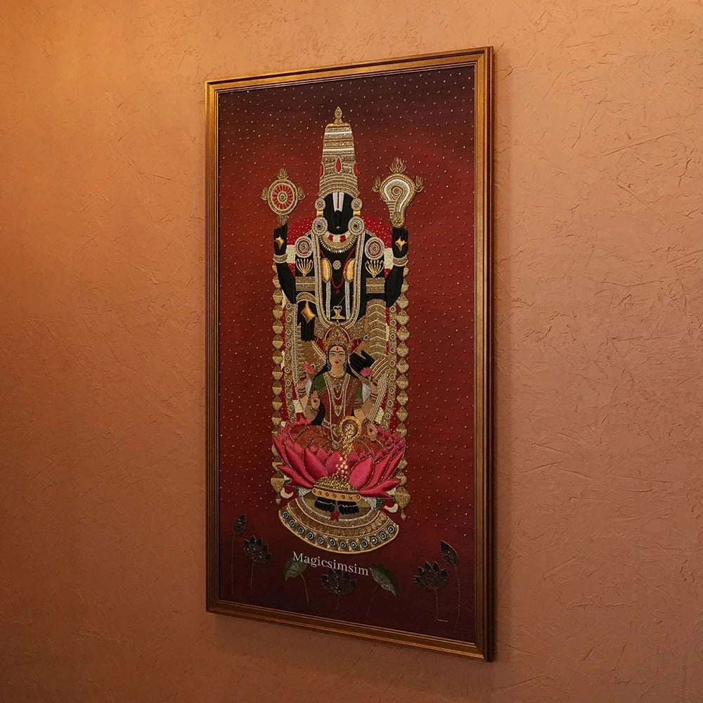 Magicsimsim Lord Venkateshwara with Goddess Swarn Lakshmi | 3.6 ft X 6 ft