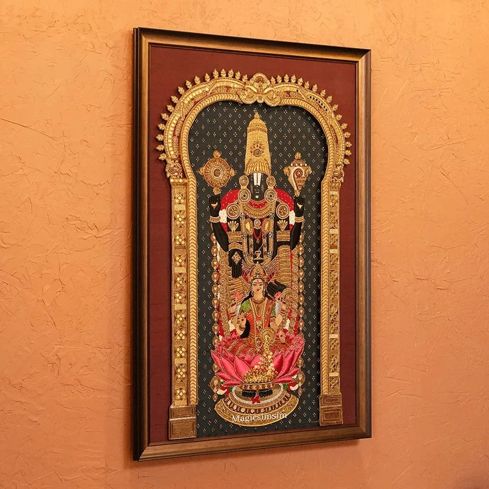 MagicSimSim Lord Venkateshwara with Goddess Swarn Lakshmi | 3 ft X 4.6 ft