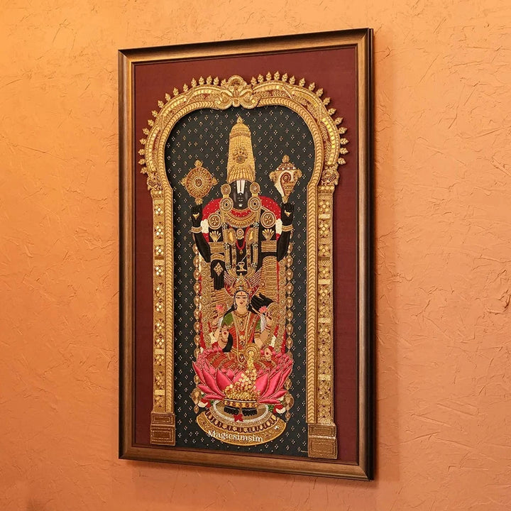 MagicSimSim Lord Venkateshwara with Goddess Swarn Lakshmi | 3 ft X 4.6 ft