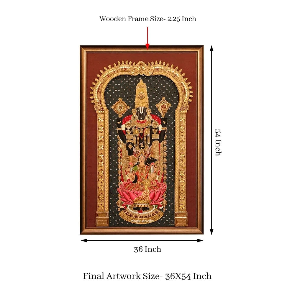 MagicSimSim Lord Venkateshwara with Goddess Swarn Lakshmi | 3 ft X 4.6 ft