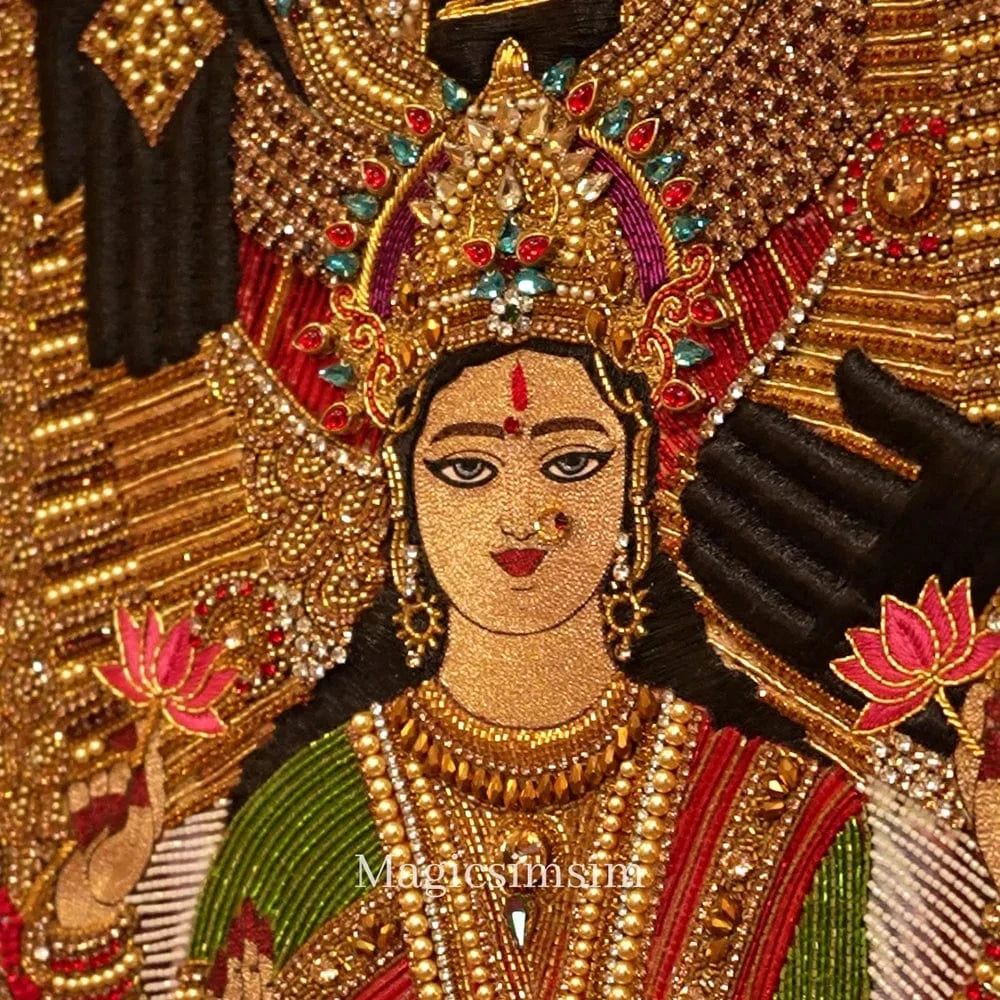 MagicSimSim Lord Venkateshwara with Goddess Swarn Lakshmi | 3 ft X 4.6 ft