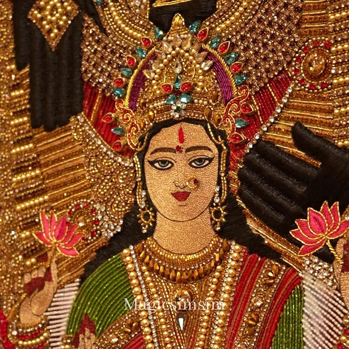MagicSimSim Lord Venkateshwara with Goddess Swarn Lakshmi | 3 ft X 4.6 ft