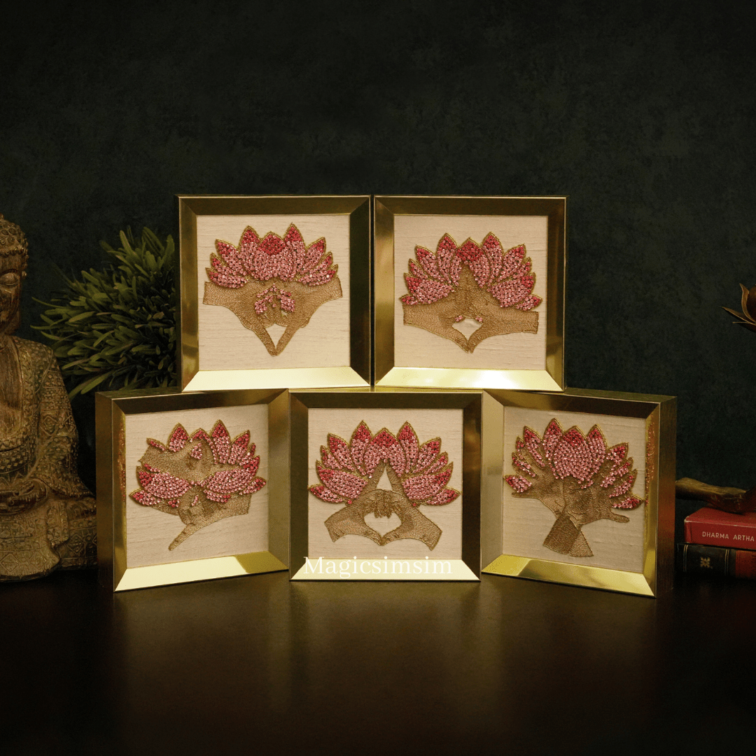 MagicSimSim Yog Mudras - 5 Pcs Set of Different Mudras | 6 x 6 Inches