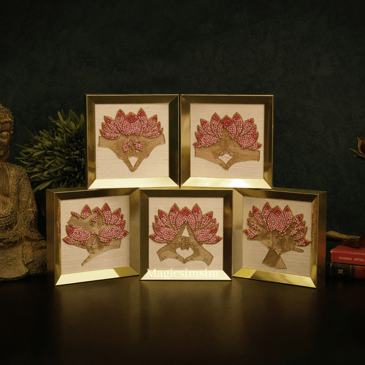 MagicSimSim Yog Mudras - 5 Pcs Set of Different Mudras | 6 x 6 Inches