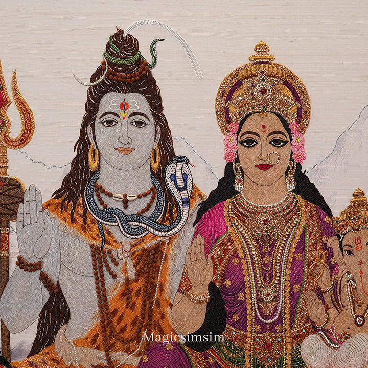 Lord Shiva Parivar painting with Maa Parvati, Lord Ganesha & Lord Murugan